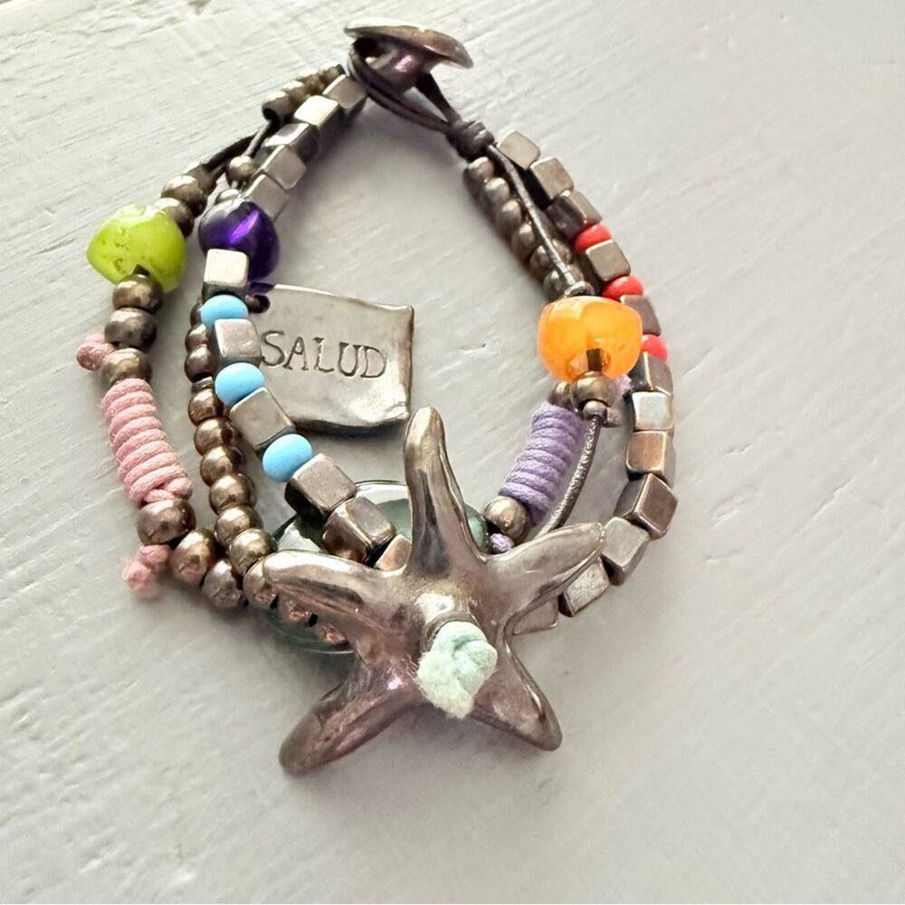 Uno de 50 Gunmetal Tone Multi Strand Beaded Bracelet